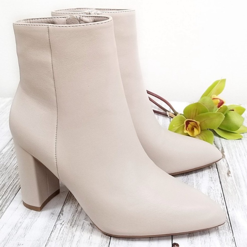 Top Moda ivory chunky heel boot